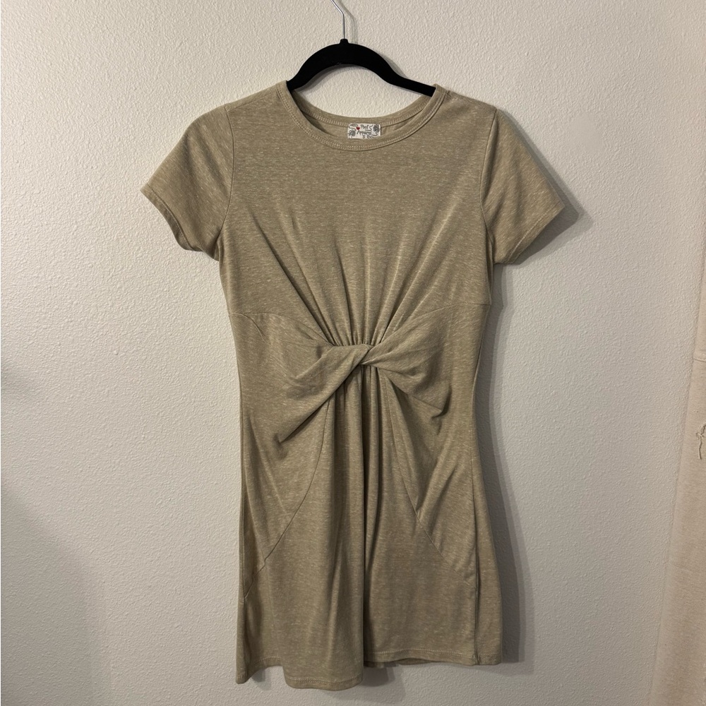 Poof! Tan Mini Dress